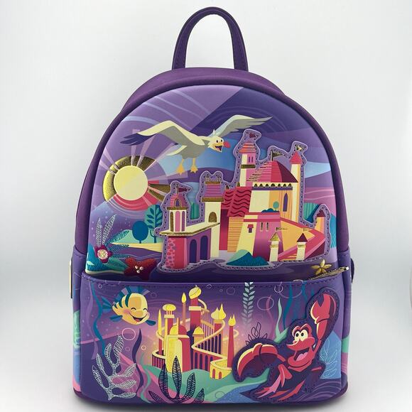 LOUNGEFLY NWT Disney Backpack + Mickey Ears, The Little Mermaid - Picture 5 of 17